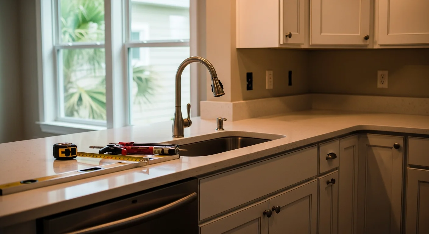 Modern kitchen remodel with custom cabinets and countertops