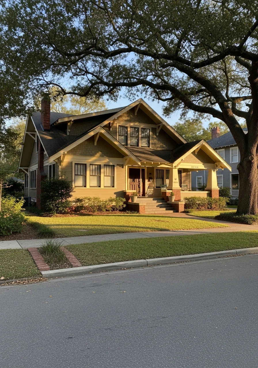 Historic Jacksonville home with architectural details and established landscaping.
